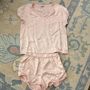 Blush Satin Pajama Set for Women